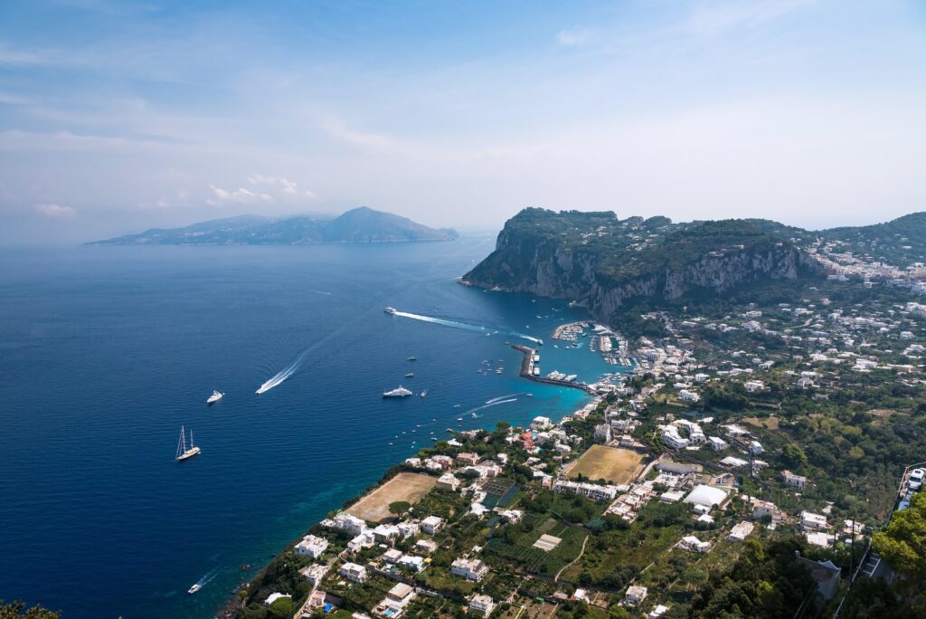 Aerial view of Capri Island spots to visit in italy
