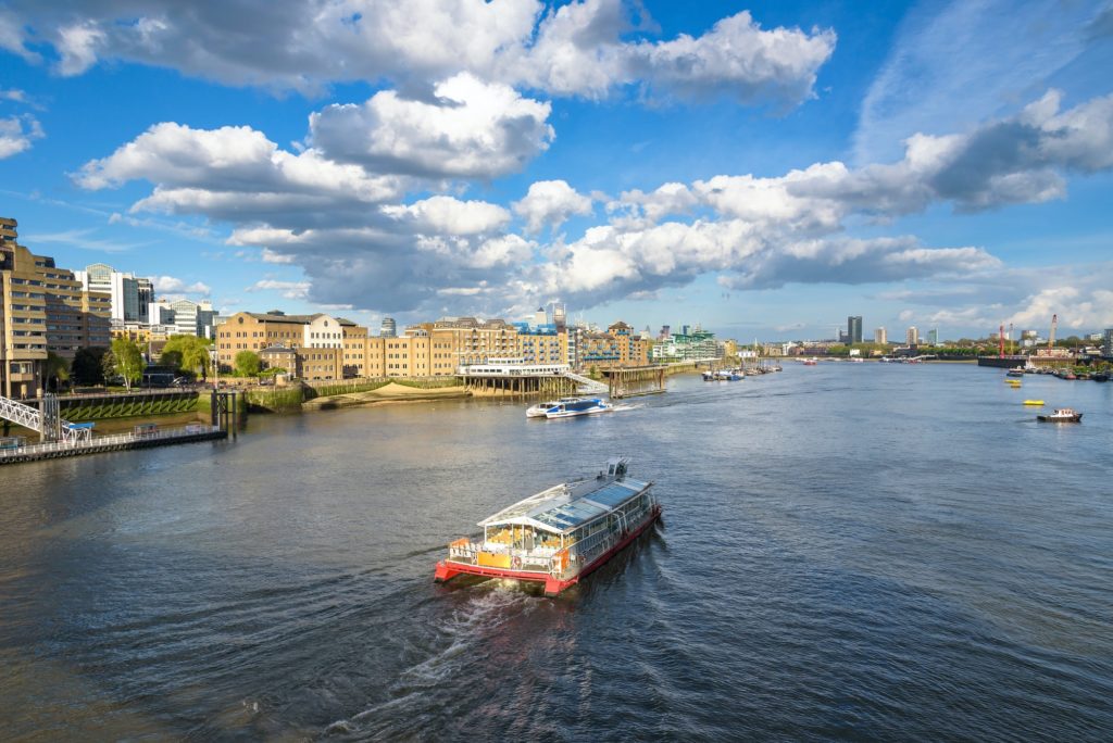 Boats on River Thames in London