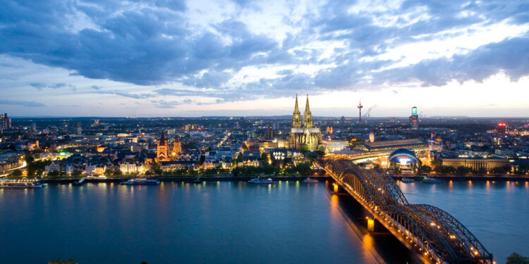 Rhine River crossing Cologne
