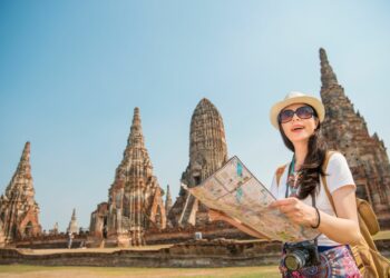 Travel Tips in Thailand Ayutthaya Woman Tourist Reading The Map