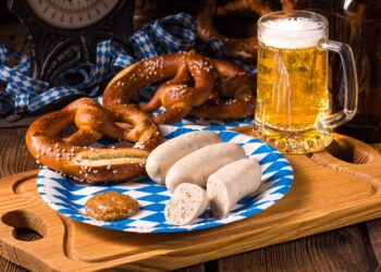 Bavarian sausage with pretzel - Food Destinations in Germany