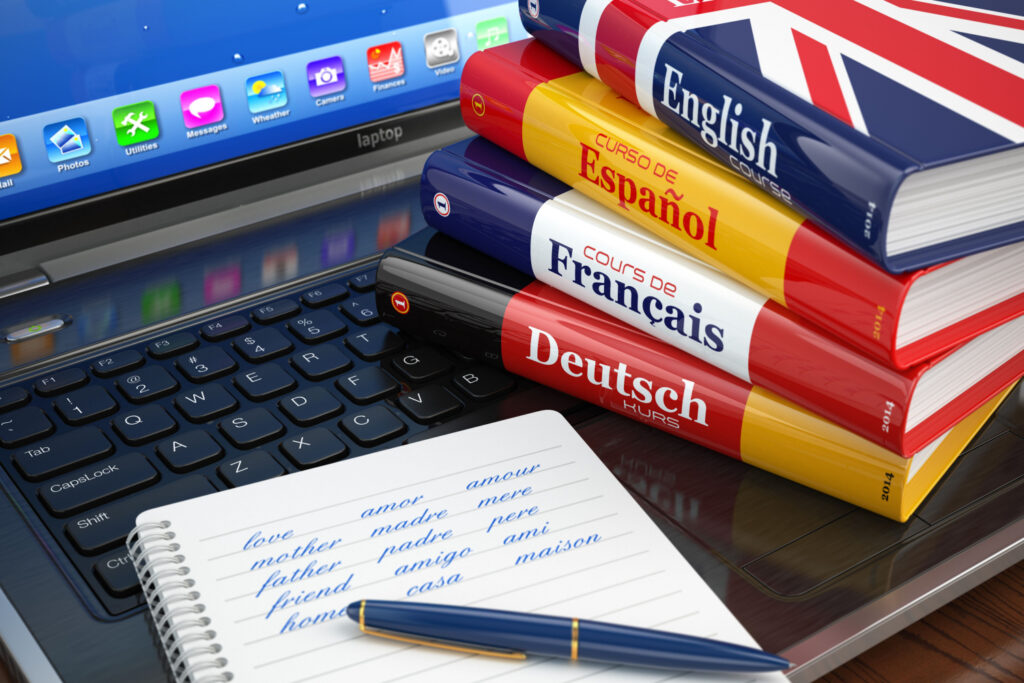 learning the language online language courses on laptop