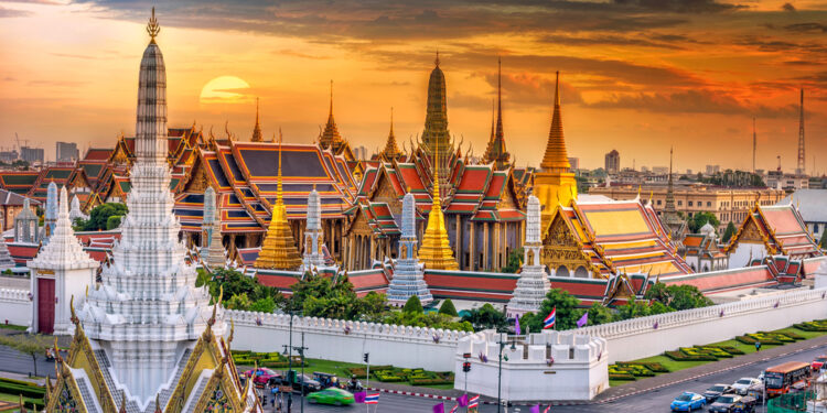 Picture of the Grand palace and Wat phra keaw at sunset bangkok, Thailand