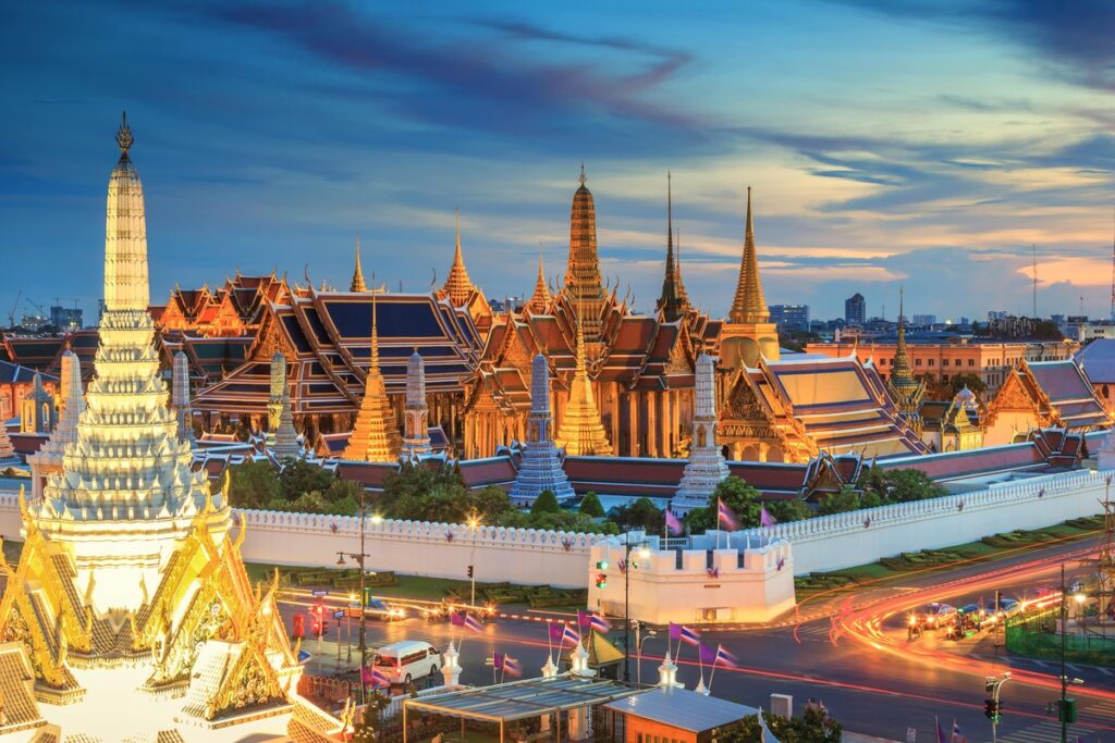 Grand palace and Wat phra keaw at sunset Bangkok, Thailand