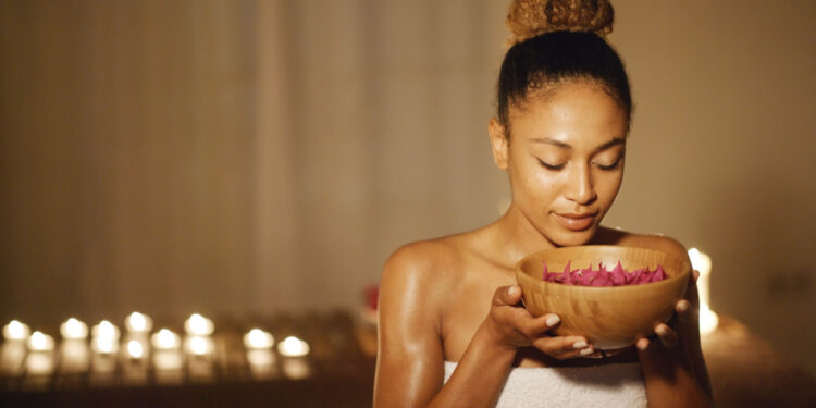 woman enjoying spa and wellness