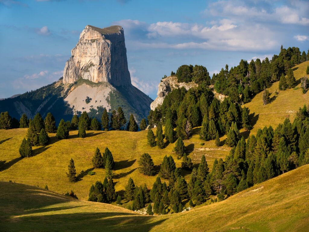 Mont Aiguille in Summer in the Vercors High Plateaus.