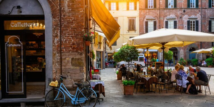 Old cozy street in Lucca, Italy