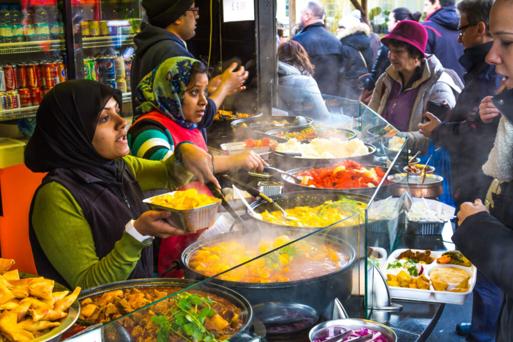 vibrant flavors of local Indian cuisine at a bustling food market
