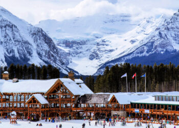 breathtaking view of luxury ski resorts nestled in british columbia, canada