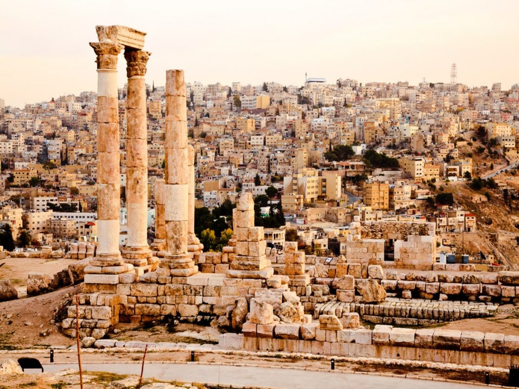 temple of hercules on the citadel in amman, jordan