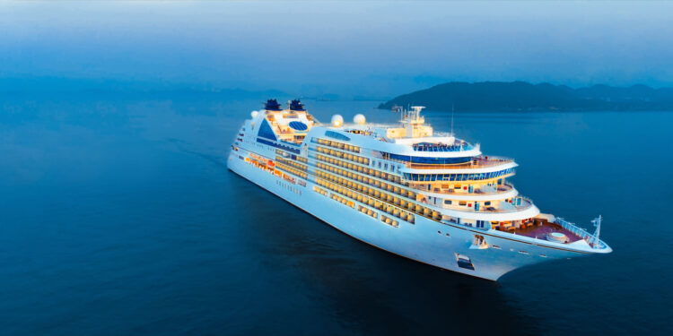 aerial view of stunning white cruise ship - luxury themed cruises