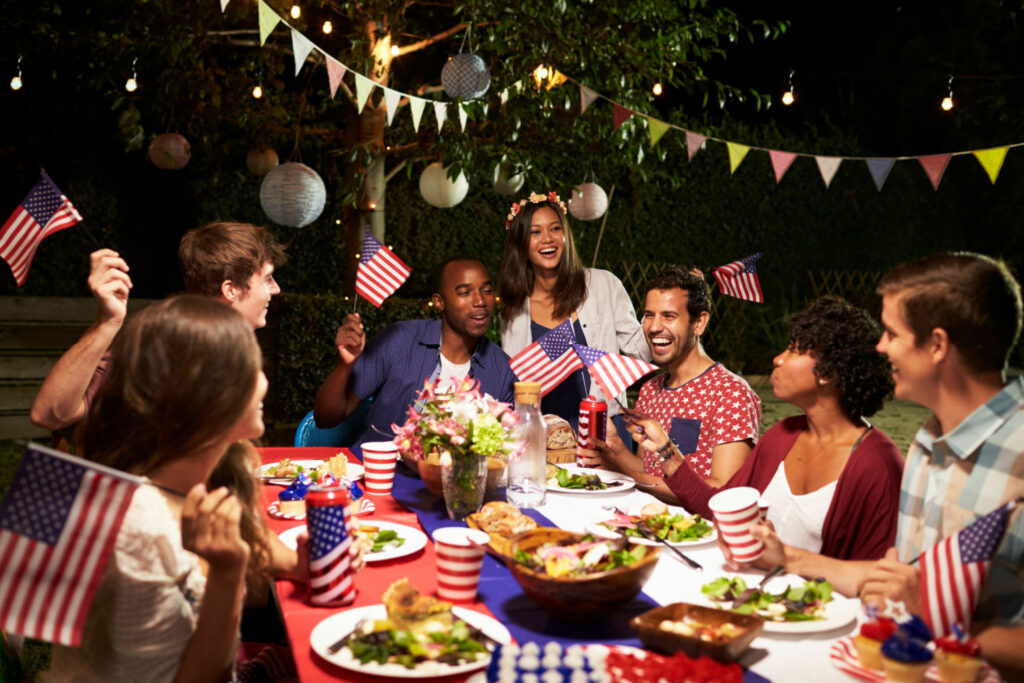 things to do on 4th of july: friends celebrating with a backyard party