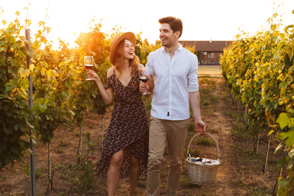 romantic wine tasting in a tuscan vineyard for wedding anniversary getaways