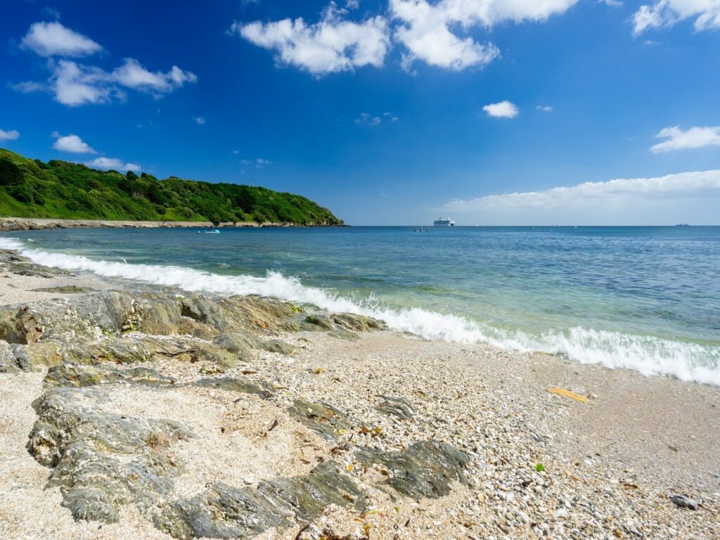 Castle Beach with Pendennis Point in the background - best beaches in falmouth