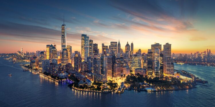 New York City Panorama Skyline at Sunrise