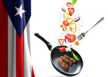 Puerto Rican Flag and Food