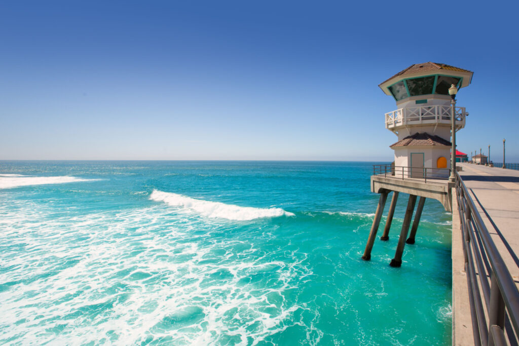 Huntington beach main lifeguard tower Surf City Cool California USA