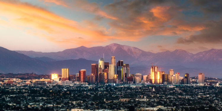 Los Angeles skyline sunset