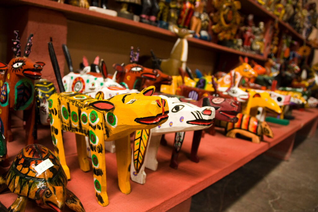 Traditional Wooden Animal Toys Available in Antigua's Market, Guatemala