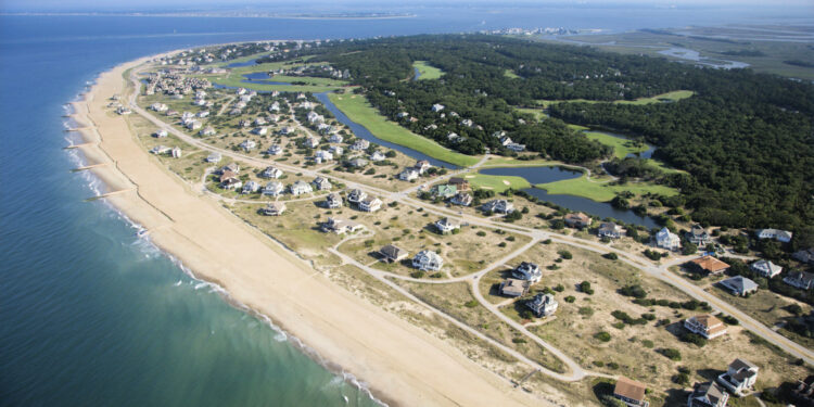 aerial view of north carolina beach towns