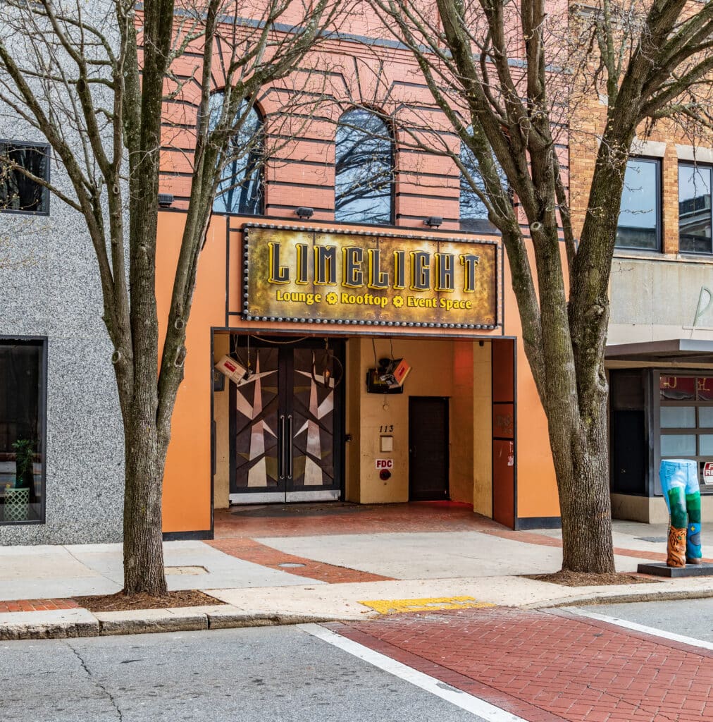 GREENSBORO, NC, USA - Entrance to the Limelight Lounge, on Elm St.
