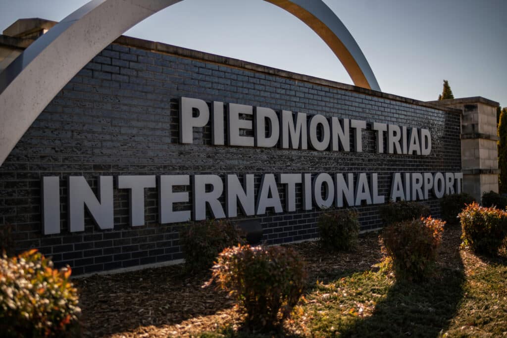 Greensboro, NC - Piedmont Triad International Airport (GSO) sign