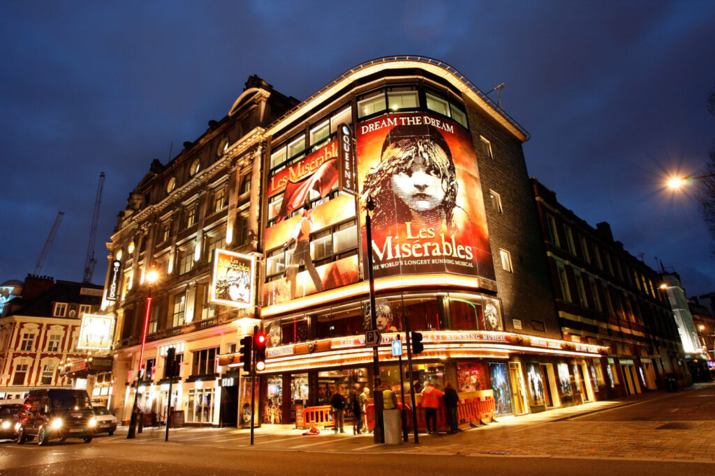 Outside view of Queen's Theatre, West End theatre