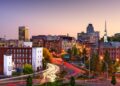 Downtown skyline in Worcester