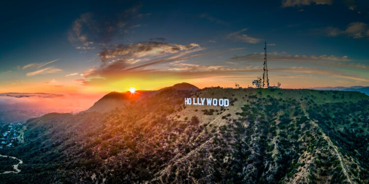 Hollywood sign on the southern side of Mount Lee in Griffith Park