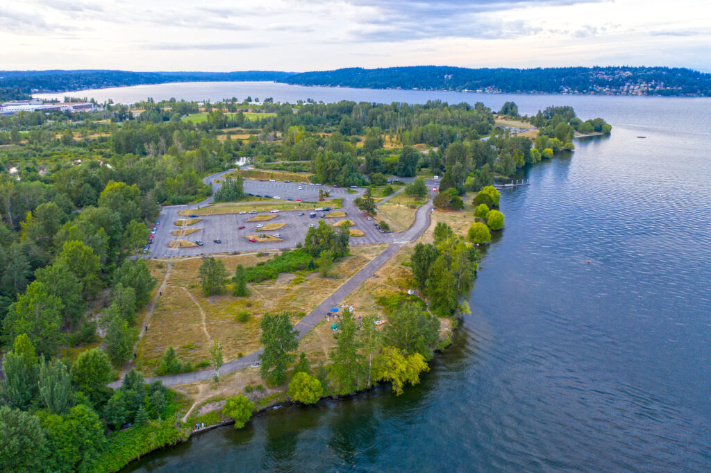 Magnuson Park Overhead Aerial View Seattle, Washington USA.  Cascade Creatives/Shutterstock