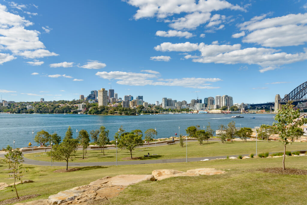 View of Blues Point Reserve and McMahons Point from Barangaroo Foreshore & Reserve.  cornfield/Shutterstock