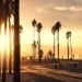 A glowing sunrise over Belmont Shore in Long Beach, California