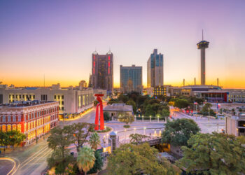 Top view of downtown San Antonio in Texas